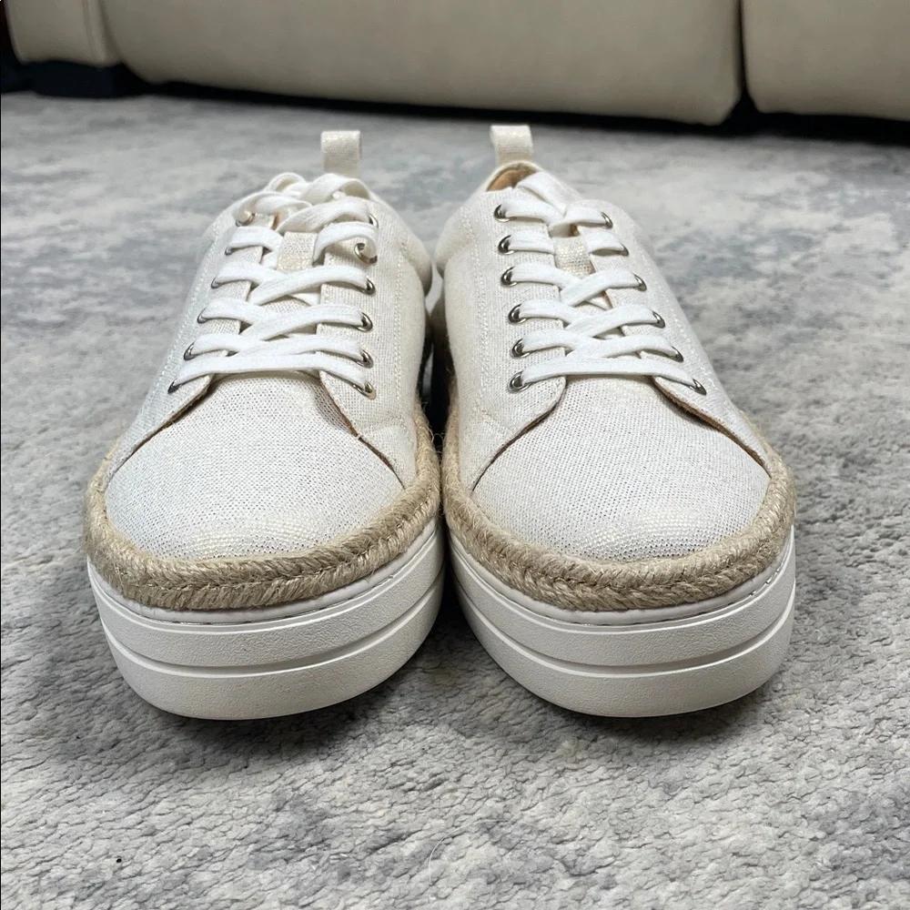NIB Jack Rogers Mia Canvas Low Top Platform Sneaker White Gold Sz 9.5